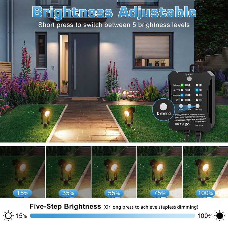 YASIZESOU All-in-One Low Voltage Landscape Lighting Kit, 8-Pack Landscape Lights with Transformer, 3000K Waterproof Outdoor Lights with 75FT Wire for Yard, Garden - Image 4