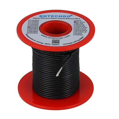 BNTECHGO 22 Gauge Silicone Wire Spool 100 ft Black Flexible 22 AWG Stranded Tinned Copper Wire - Image 2