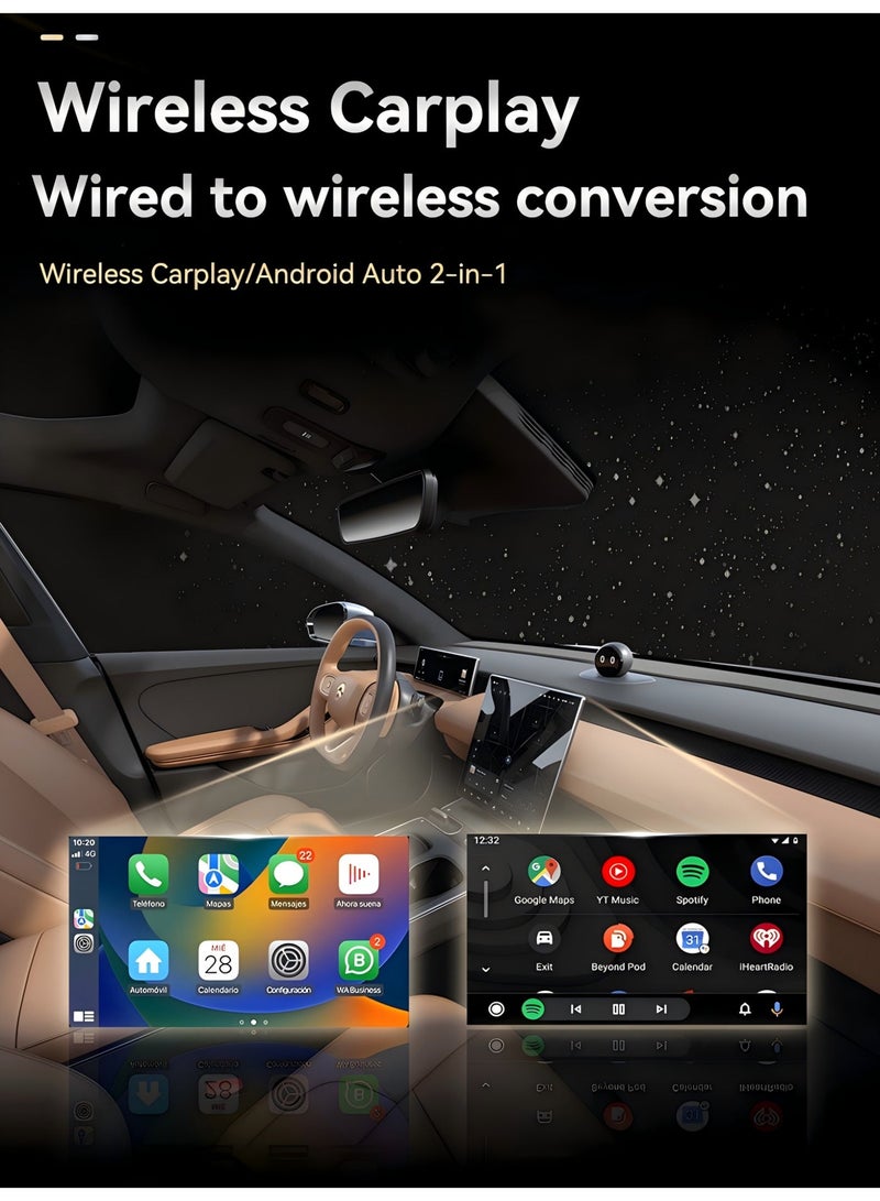 Closeli CarPlay Wireless Adapter, 2-in-1 CarPlay & Android Auto Dongle, Wired to Wireless Converter, Plug and Play USB-A Type-C, Stable Bluetooth 5.0 WiFi, Compact Mini Design, Online OTA Upgrade - Image 4