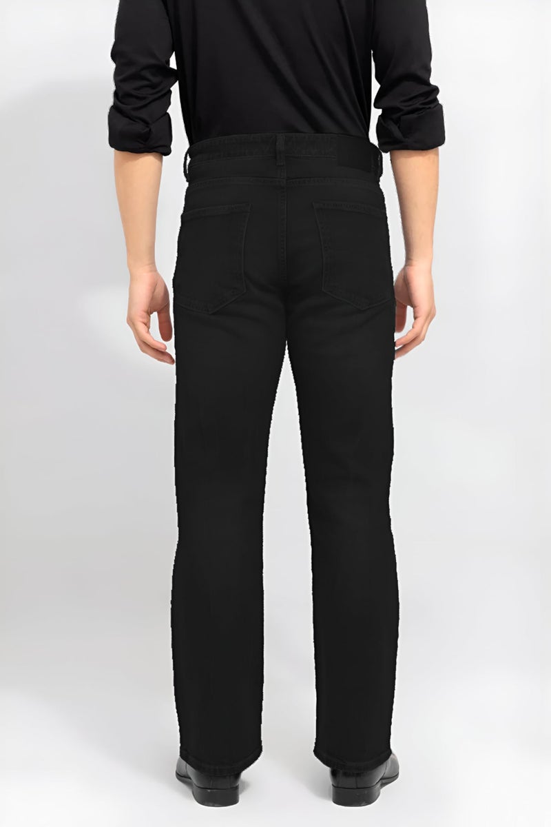 Waltz Men's High Rise High Waist Stretchable Boot Cut Wide Leg Flared Casual Black Denim Cotton Bell Bottom Jeans Pants , 30 - Image 2