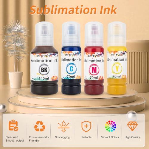 imtfzct Sublimation Ink Refilled Bottles with Heat Tape Compatible for ET-2800 ET2400 ET2720 ET2760 ET2750 ET4800 ET-2803 ET-2850 etc.High-Yield Inkjet Printers Heat Press Transfer on Mugs T-Shirts - Image 5
