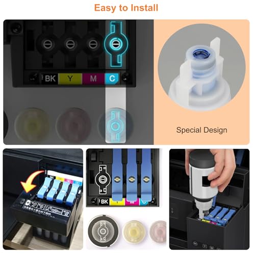 imtfzct Sublimation Ink Refilled Bottles with Heat Tape Compatible for ET-2800 ET2400 ET2720 ET2760 ET2750 ET4800 ET-2803 ET-2850 etc.High-Yield Inkjet Printers Heat Press Transfer on Mugs T-Shirts - Image 3
