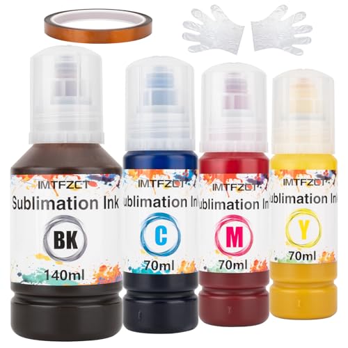 imtfzct Sublimation Ink Refilled Bottles with Heat Tape Compatible for ET-2800 ET2400 ET2720 ET2760 ET2750 ET4800 ET-2803 ET-2850 etc.High-Yield Inkjet Printers Heat Press Transfer on Mugs T-Shirts - Image 1