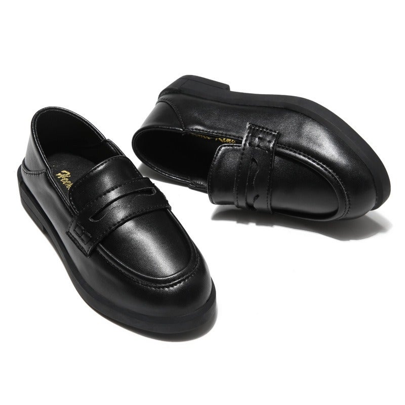Girls' Loafers Spring Soft British Style Black Slip-On Kids' Classic Shoes - Image 1