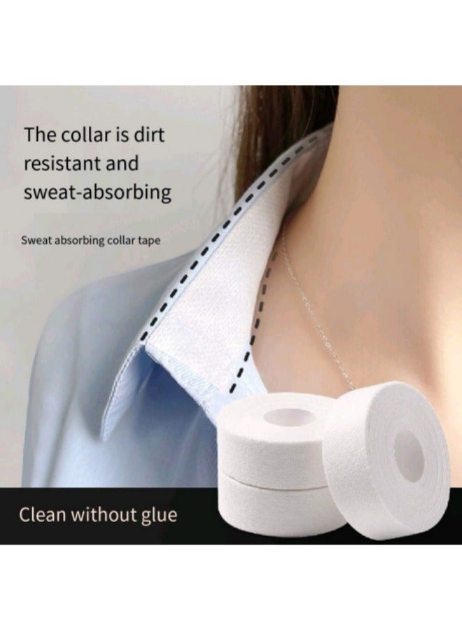 Generic 3 Rolls Of Disposable Self-Adhesive Collar Stickers Invisible Collar Protection Anti-Sweat Stickers Hat Inner Brim Sweat-Absorbing Stickers Heel Stickers  - Image 1