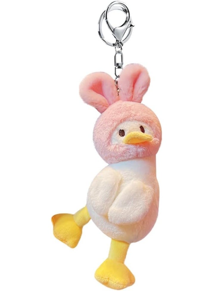 الإبداعي مضحك لطيف ارتداء قبعة الحيوانات بلوش أصفر أبيض بطة قلادة سلاسل المفاتيح سلاسل المفاتيح حلقات المفاتيح - Image 1