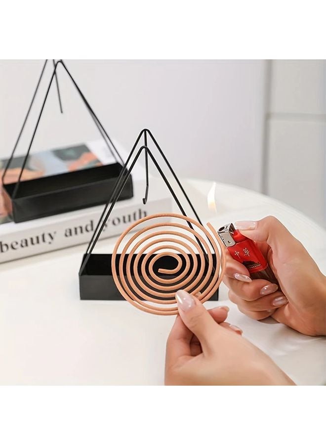 مثلث الحديد الأسود حامل البخور الطارد للبعوض تصميم معدني معلق - Image 5