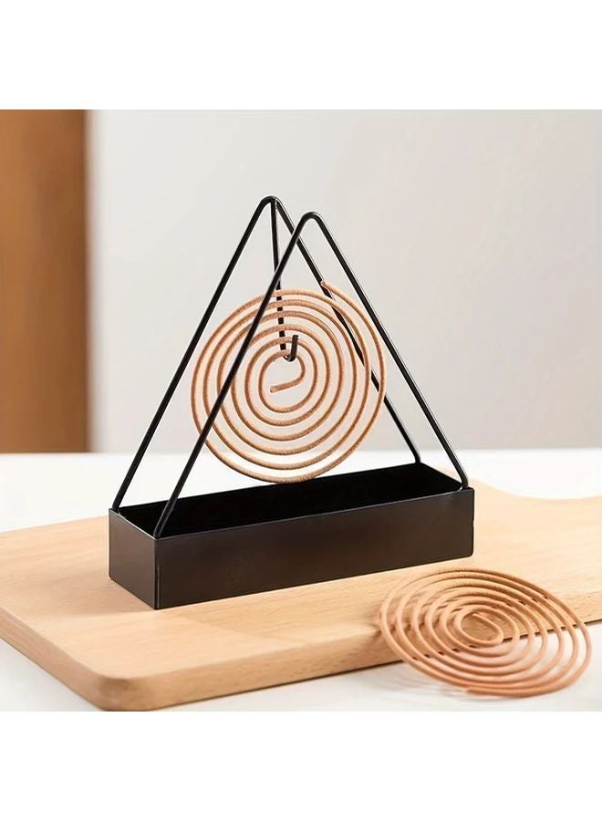 مثلث الحديد الأسود حامل البخور الطارد للبعوض تصميم معدني معلق - Image 3