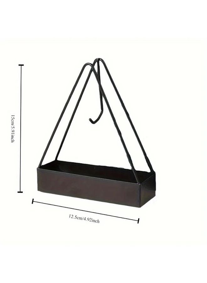 مثلث الحديد الأسود حامل البخور الطارد للبعوض تصميم معدني معلق - Image 4