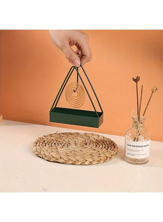 مثلث الحديد الأسود حامل البخور الطارد للبعوض تصميم معدني معلق - Image 2