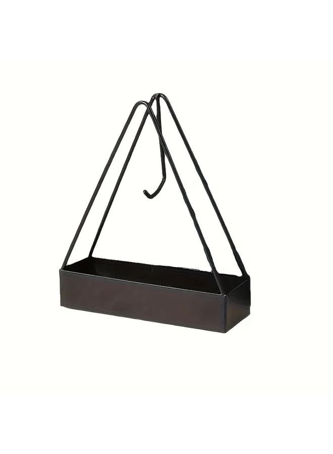 مثلث الحديد الأسود حامل البخور الطارد للبعوض تصميم معدني معلق - Image 1