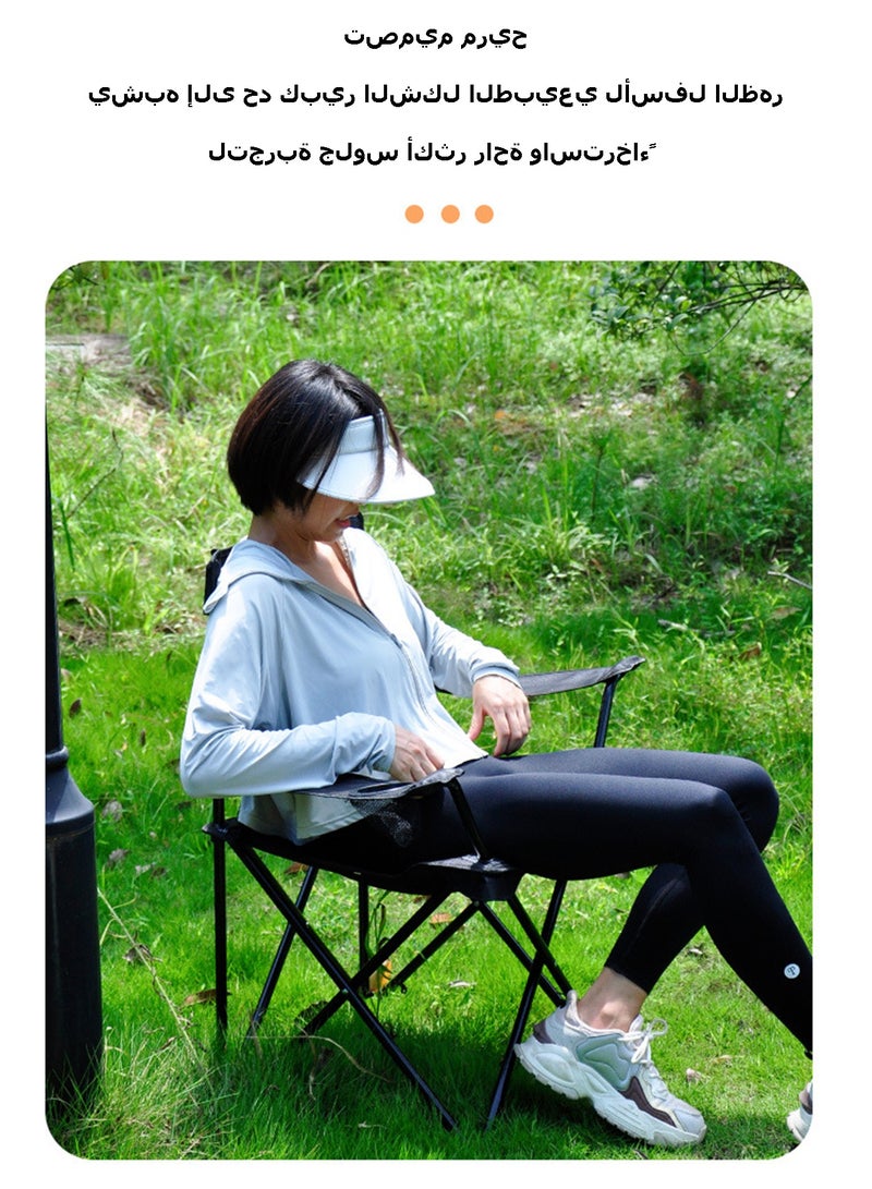 WEMART Folding Camping Chair with Cup Holder, Portable Outdoor Chair with Carry Bag, Heavy Duty Foldable Chair for Desert, Beach, Fishing & Picnic, Supports 300lbs, 50x50x80cm, Black - Image 2