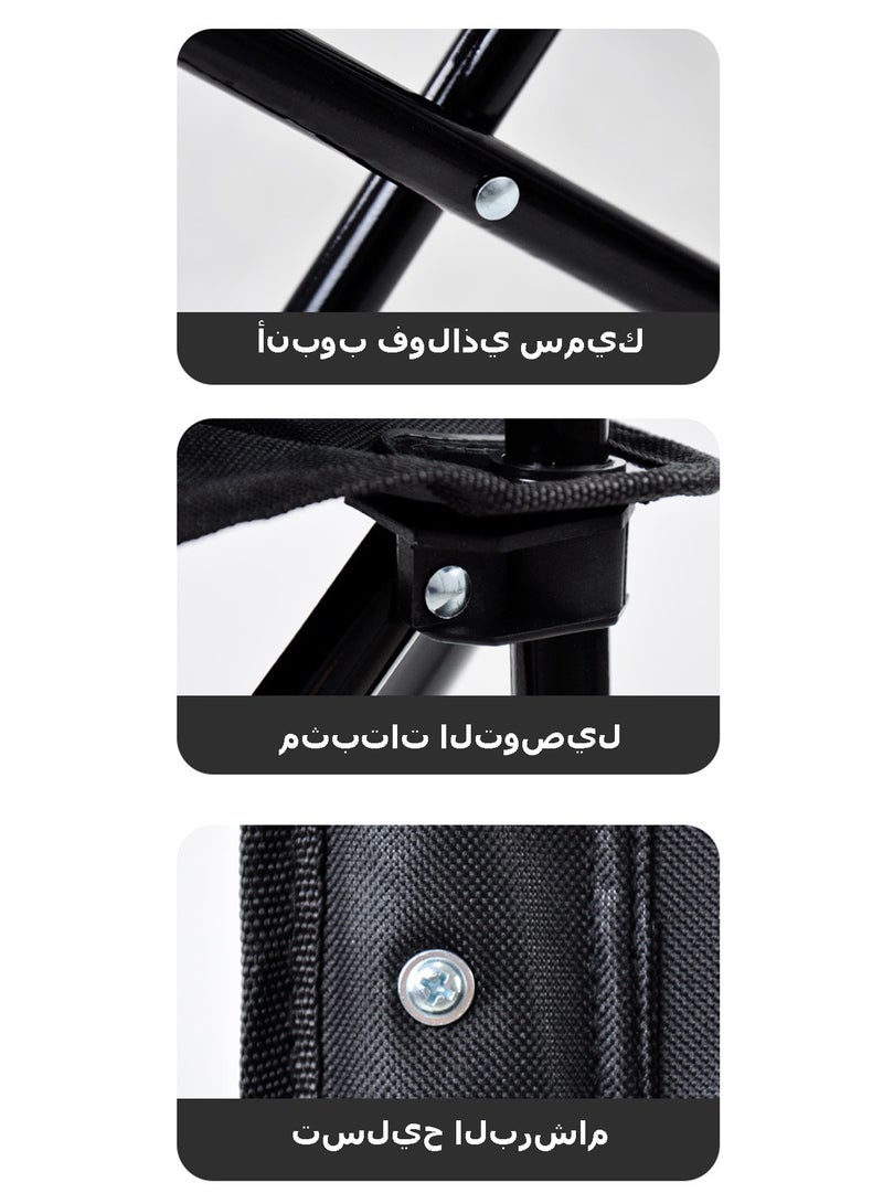 WEMART Folding Camping Chair with Cup Holder, Portable Outdoor Chair with Carry Bag, Heavy Duty Foldable Chair for Desert, Beach, Fishing & Picnic, Supports 300lbs, 50x50x80cm, Black - Image 4