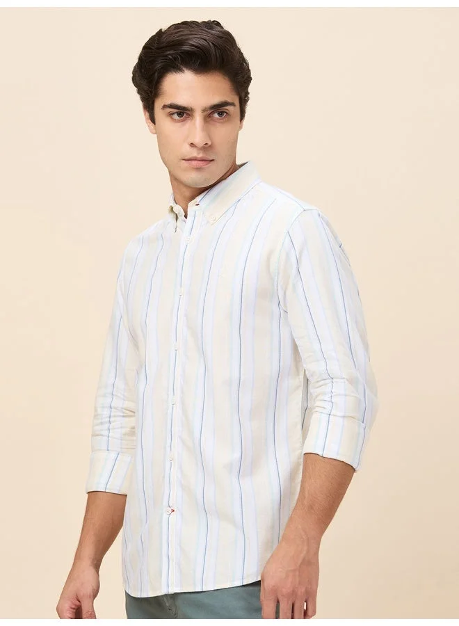 بيينغ هيومان Mens Striped Collared Long Sleeve Shirt