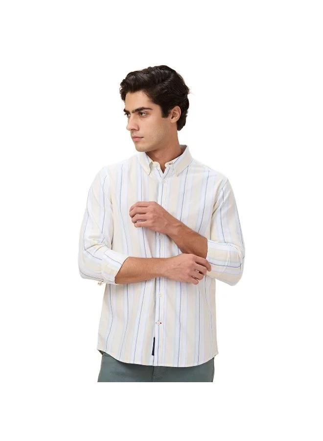 بيينغ هيومان Mens Striped Collared Long Sleeve Shirt