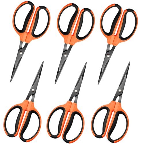 GROWNEER 6 Packs Trimming Scissors Teflon Coated Non Stick Blades Pruning Shears Gardening Hand Pruning Snips with Straight Stainless Steel Precision Blade - Image 1