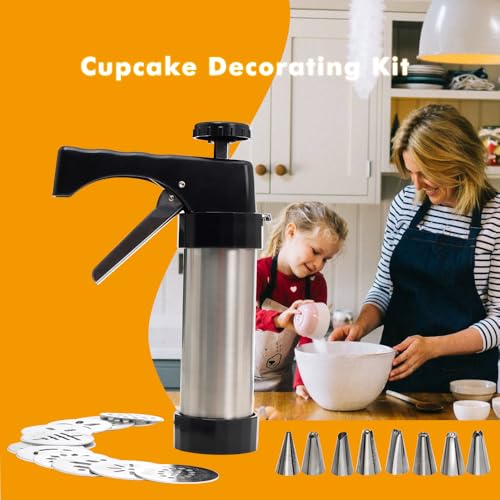 GleeAnt Stainless Steel Cookies Press, Cookies Press for Baking,Cookie Press Gun Kit with 13 Cookie Discs and 8 Piping Tips for DIY cake Maker Decorating Baking Supplies - Image 2