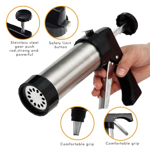 GleeAnt Stainless Steel Cookies Press, Cookies Press for Baking,Cookie Press Gun Kit with 13 Cookie Discs and 8 Piping Tips for DIY cake Maker Decorating Baking Supplies - Image 4