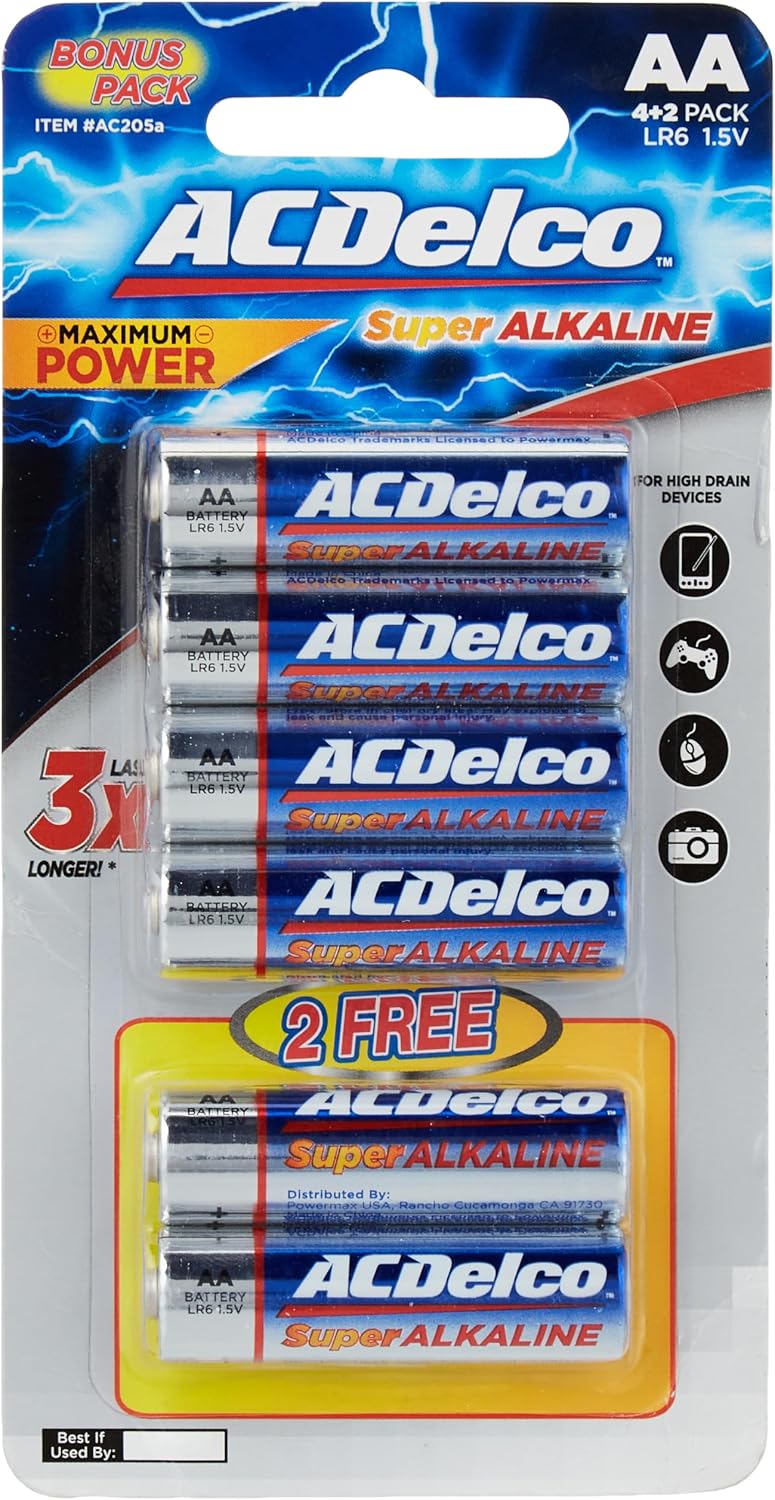 ACDelco AC Delco Alkaline Blister Card AA Batteries 6-Pieces Set, Multicolor - Image 1