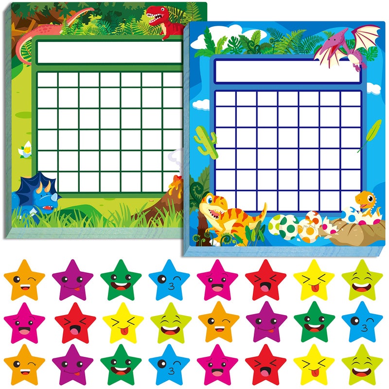 Gethelud 66 Pack Teacher Incentive Reward Chart Dinosaur World with 2024 Star Stickers - Image 1