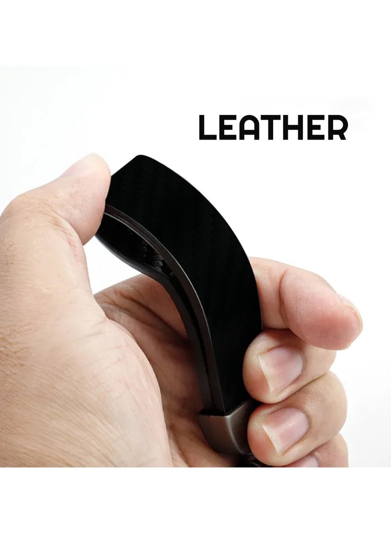 Premium Stylish Leather Strap Car Keychain with Retractable Metal Clip and Metal Ring - Black - NISSAN - Image 3
