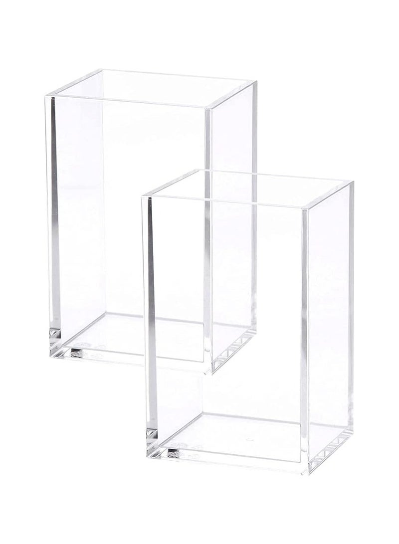 TPGP 2 Pack Clear Acrylic Pencil Pen Holder Cup, Makeup Brush Holder Acrylic Desk Accessories - Image 1
