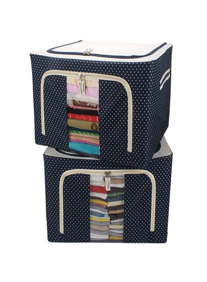 AR Mall Cloth Storage Bags Living Box - Transparent View Box Organizer Bag with Window, Saree Cover Bags, Under Bed Closet Wardrobe Box ,with Zip - 55 Litre, Pack of 2(Multi Design-Color) - Image 1