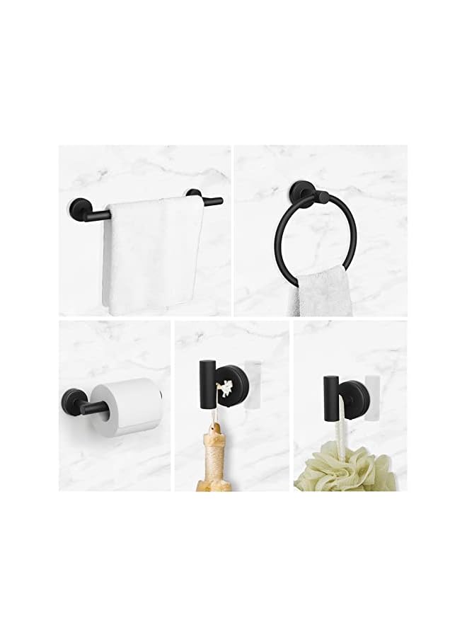 promass Matte Black 24 Inch Towel Racks for Bathroom Hardware Accessories Set Towel Bar Set 5 Pieces Wall Mounted - Image 4