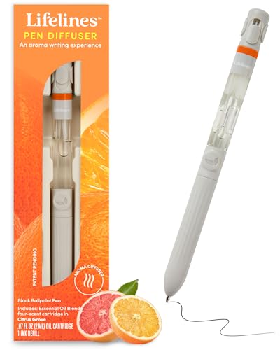 Lifelines Pen Diffuser, Citrus Grove - 1mm Black Ballpoint Pen with Scented Essential Oil Blends – Aromatherapy Diffuser & Sensory Immersion Diffuse Aroma As You Write - Image 1