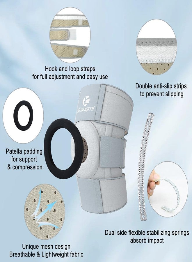 Kuangmi Knee Brace with Side Stabilizers & Patella Gel Pad,Adjustable Compression Knee Support with Arthritis Relief,Injury Recovery,Running,Weightlifting,Climbing(Grey,2-Springs,S/M - Image 3