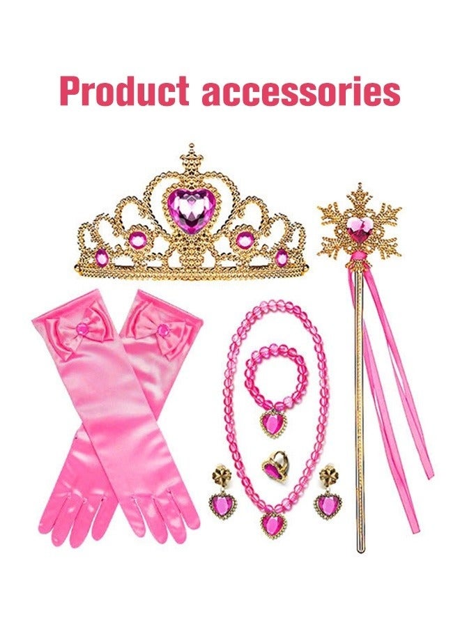 ميكسد الأميرة اللباس مجموعة ، مع 7 قطع من الملحقات ، رائع الأميرة اللباس ، الأكمام منفوش ، أنيقة الأميرة فتاة اللباس حتى الملابس ، ومناسبة جدا لحفلة عيد ميلاد ، حفلة موسيقية الملابس والماكياج ( 110cm ) - Image 5