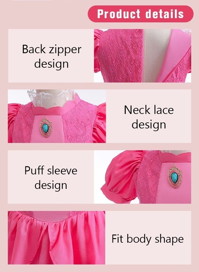 ميكسد الأميرة اللباس مجموعة ، مع 7 قطع من الملحقات ، رائع الأميرة اللباس ، الأكمام منفوش ، أنيقة الأميرة فتاة اللباس حتى الملابس ، ومناسبة جدا لحفلة عيد ميلاد ، حفلة موسيقية الملابس والماكياج ( 110cm ) - Image 4