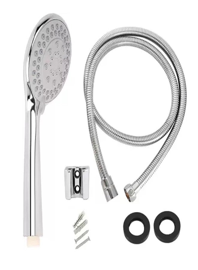 INDOROX Salonica ABS 5-Function Hand Shower with 1.5 Meter Flexible Tube and Wall Hook, Chrome Finishing - Image 1