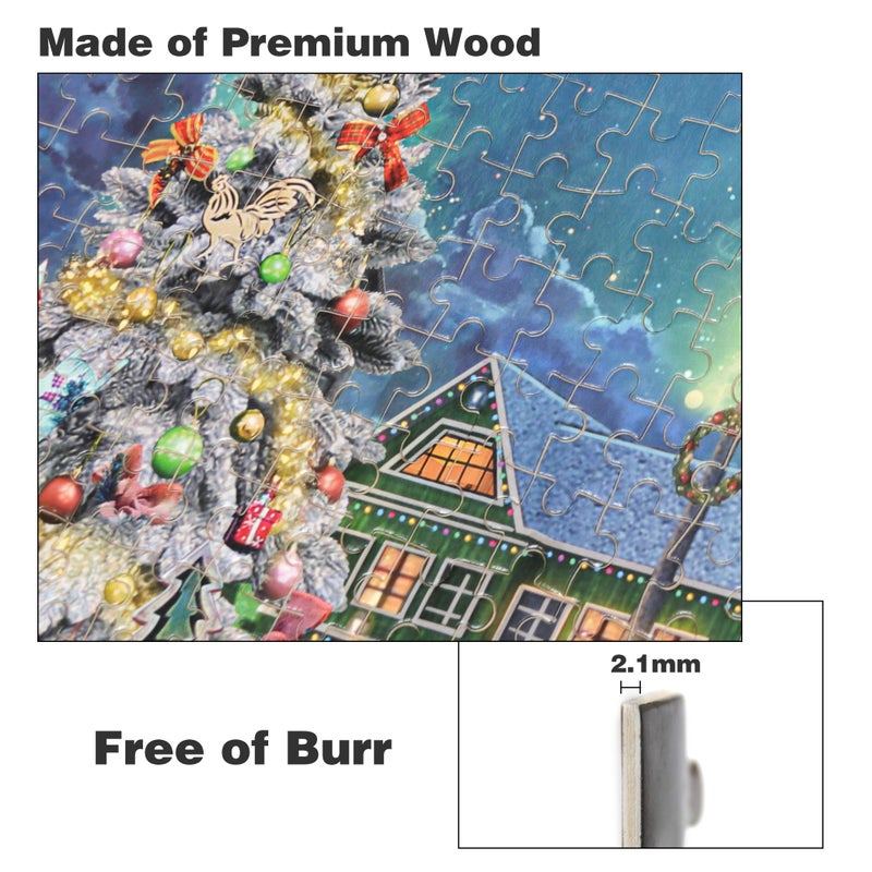 Becko US Puzzles for Adults 1000 Pieces, Wooden Jigsaw Puzzles, 1000 Piece Puzzle for Adults, Christmas and Holiday (Snow Scene) - Image 5