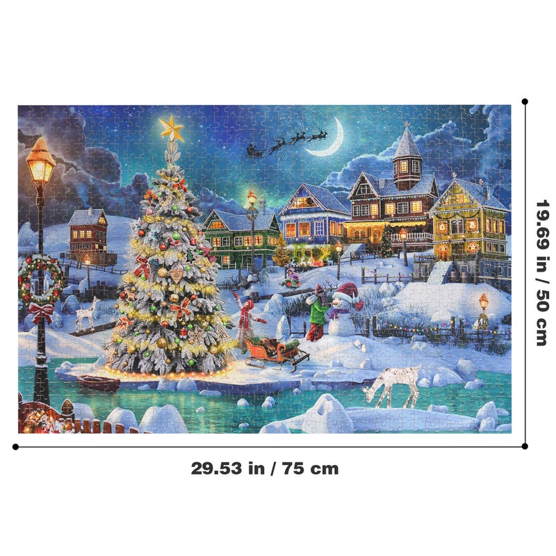 Becko US Puzzles for Adults 1000 Pieces, Wooden Jigsaw Puzzles, 1000 Piece Puzzle for Adults, Christmas and Holiday (Snow Scene) - Image 3
