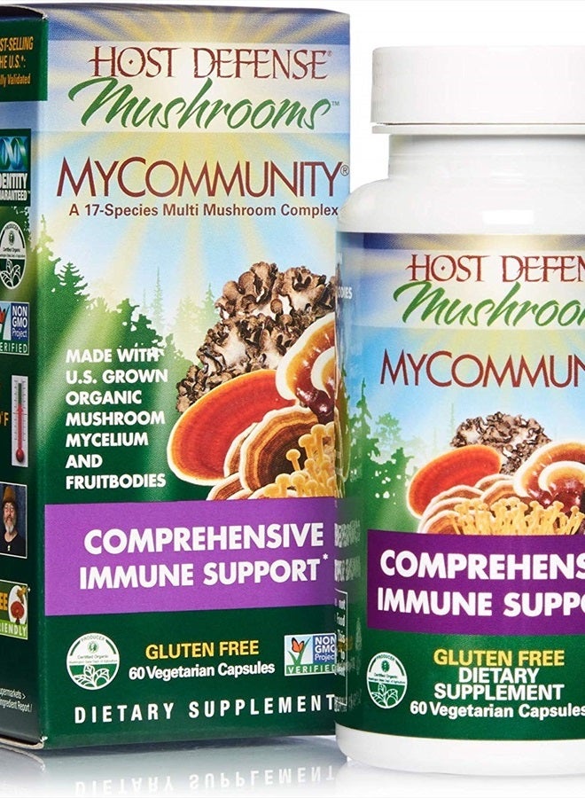 Host Defense , MyCommunity Capsules, Advanced Immune Support, Mushroom Supplement with Lion's Mane and Reishi, Unflavored, 60 - Image 1