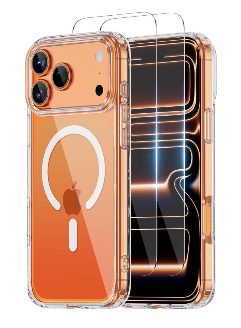 iPhone 17 Pro Max Clear Case Compatible with MagSafe Cover For iPhone 17 Pro Max with 2-Pack 9D Tempered Glass Ultra Clear Full HD Glass for iPhone 17 Pro Max 6.9-inch - Image 1