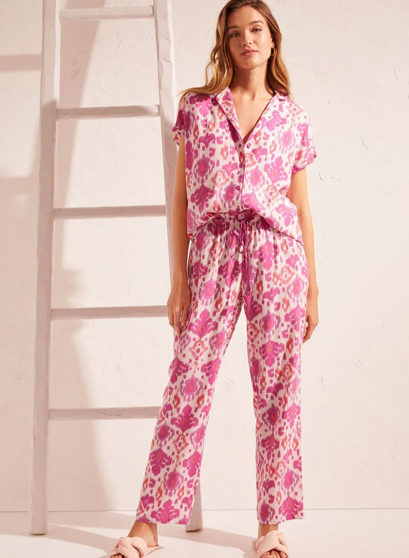 women'secret Printed Shirt & Pyjama Set
