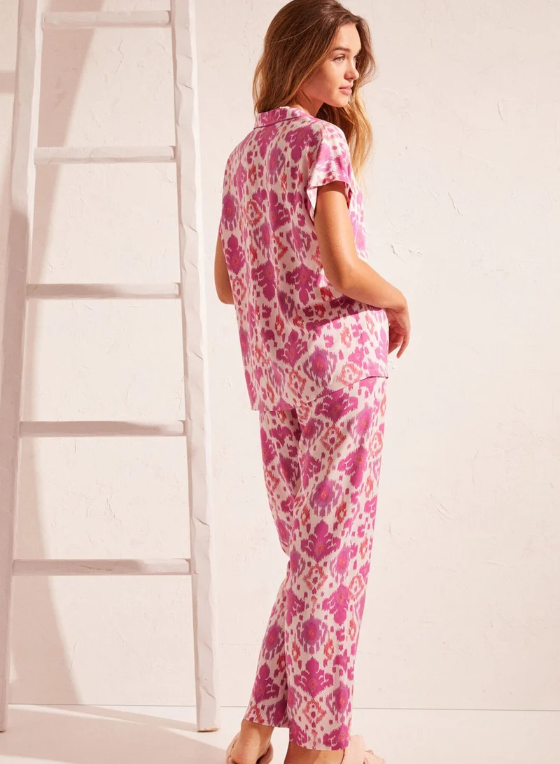women'secret Printed Shirt & Pyjama Set