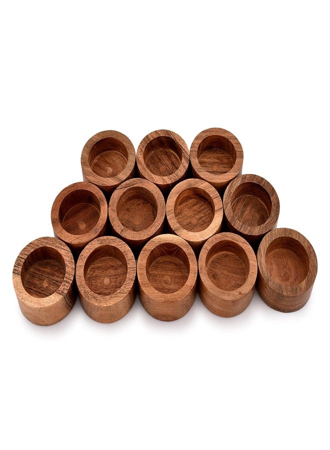 NIRMAN Acacia Wood Tealight Candle Holder for Wedding, Party, Birthday, Holiday, Home Decoration (2.25" x 2.25" x 1"), (Set of 12) - Image 1