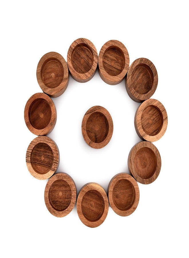 NIRMAN Acacia Wood Tealight Candle Holder for Wedding, Party, Birthday, Holiday, Home Decoration (2.25" x 2.25" x 1"), (Set of 12) - Image 4