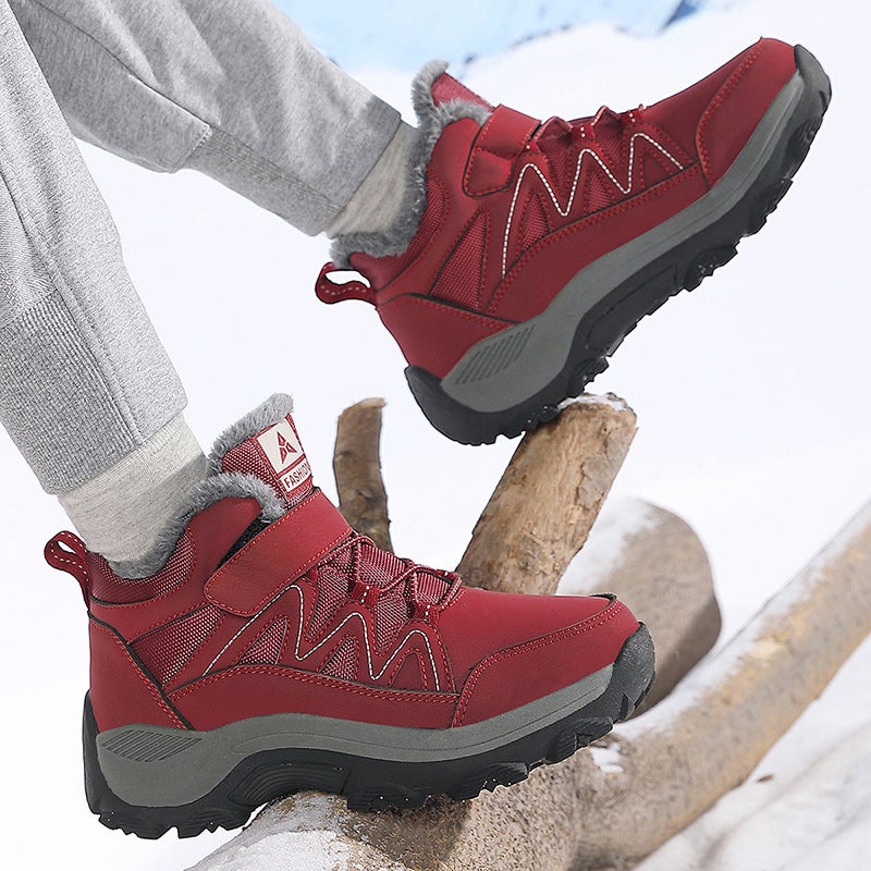 Winter Velvet Casual Shoes For Women, Sports And Leisure, Daily Round Toe Thickened Warm High-Top Shoes, Large Size Snow Boots - Image 2