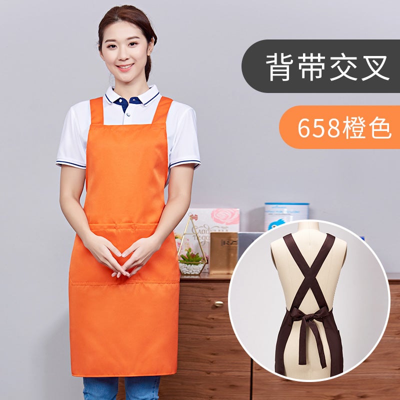 Yellow waterproof canvas apron custom logo printing catering special milk tea shop snack house supermarket work clothes women Ls-658 apron orange