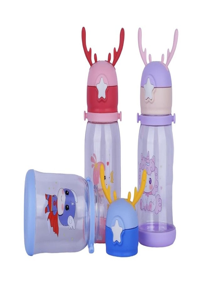 RPC99 Cartoon Designed Sippy Water Cup Bottle With Straw, Portable Leakproof Plastic Sipper Water Bottle With Strap for Kids and Toddlers (Pink) - Image 2