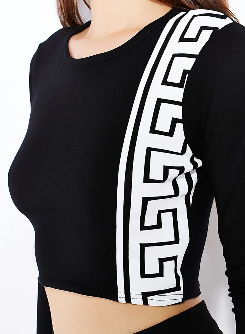 Missguided Greek Key Print Top