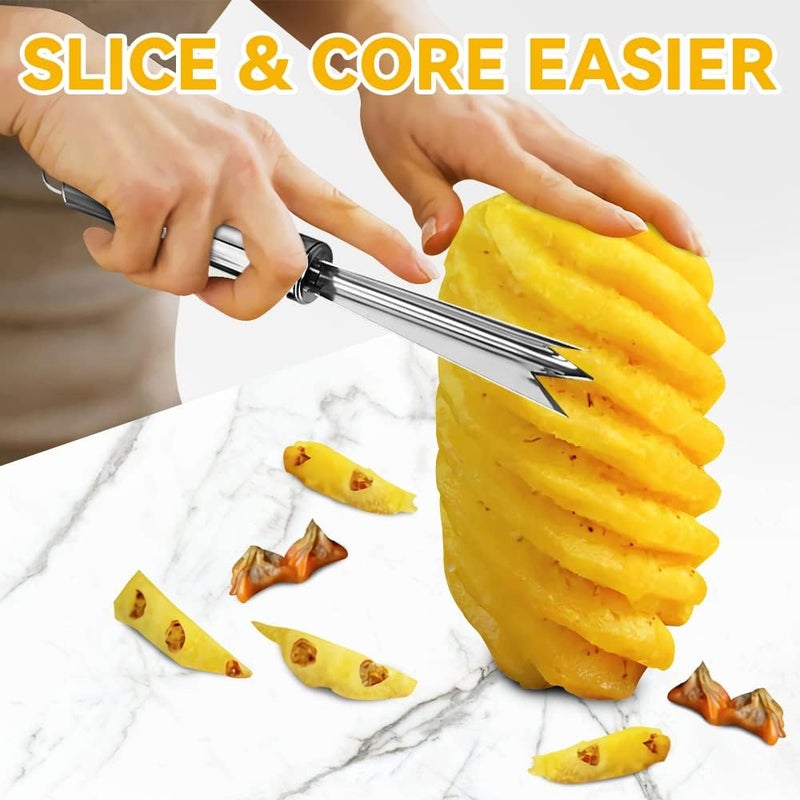 Aerbee 4 PCS Fruit Corer and Slicer Tools, Stainless Steel Sharp Sugar Cane Peeler Curved Blade Cutter Pineapple Eye Peeler Remover Strawberry Huller Stem Remover Tweezer Corer for Fruit Vegetable - Image 2