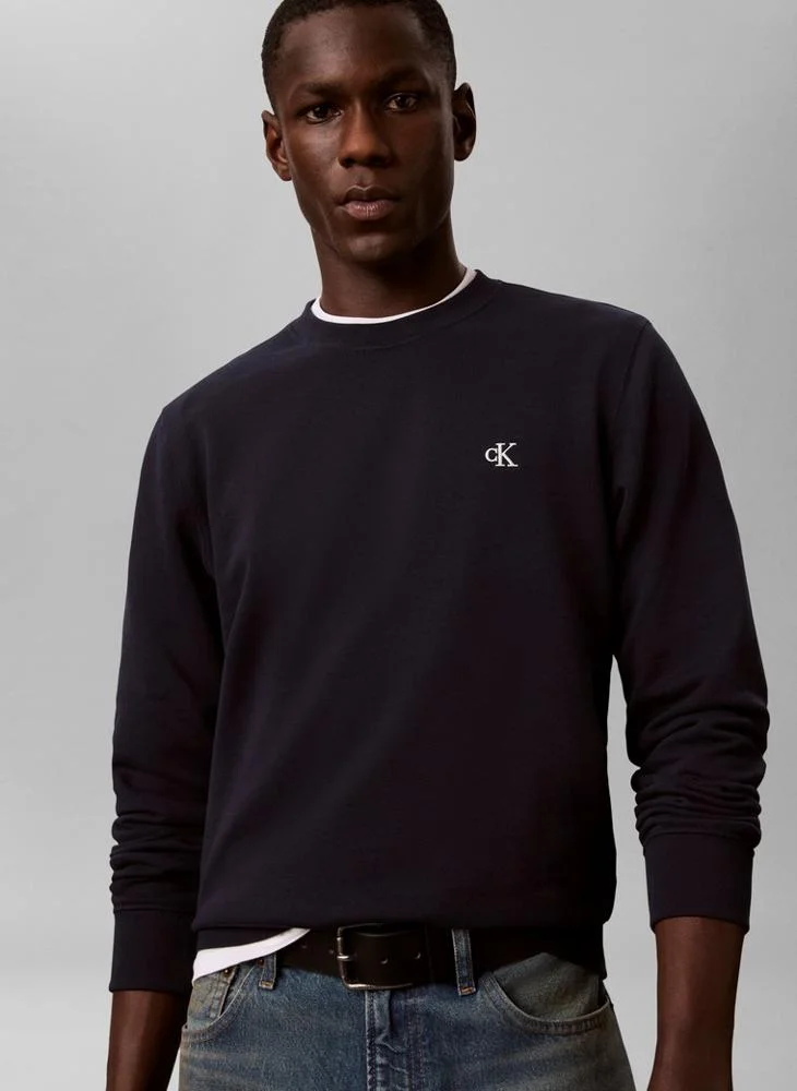 Calvin Klein Jeans  Monogram Logo Terry Crew Neck Sweatshirt for Men | Best Price UAE