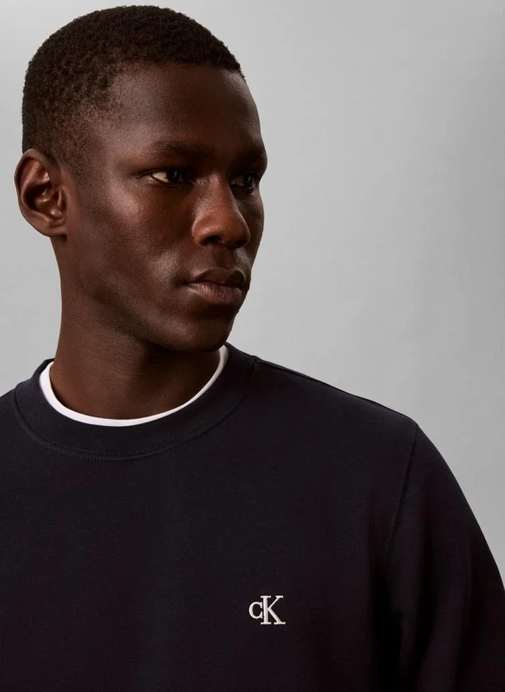 Calvin Klein Jeans  Monogram Logo Terry Crew Neck Sweatshirt for Men | Best Price UAE