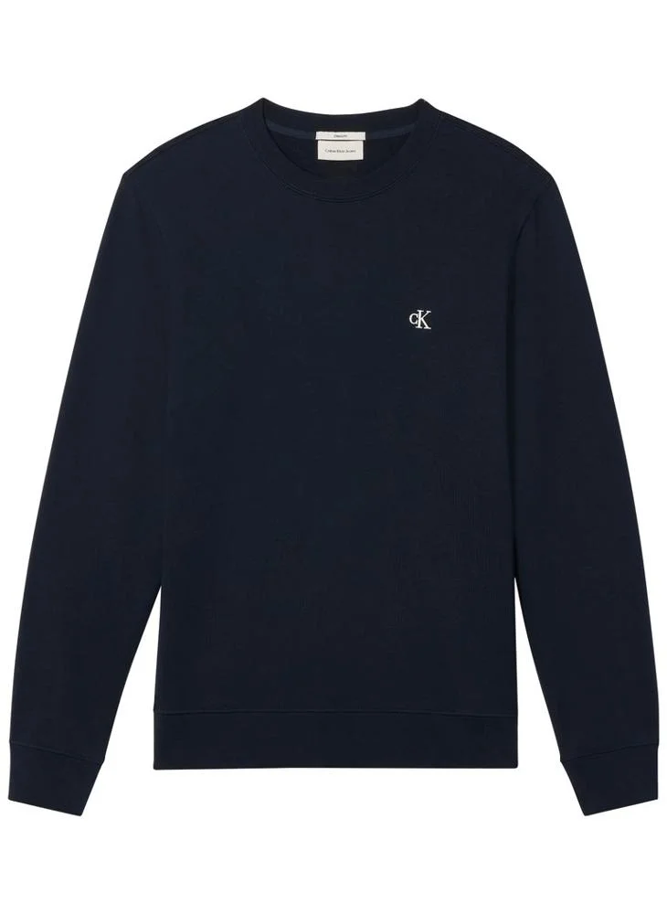 Calvin Klein Jeans  Monogram Logo Terry Crew Neck Sweatshirt for Men | Best Price UAE