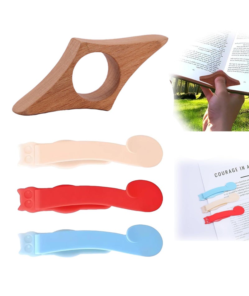 VayuSrot 3 PCS Bookmarks and 1 PCS Thumb Book Page Holder, Reading Accessories for Book Lovers, Ideal Gifts for Students and Teachers - Image 1